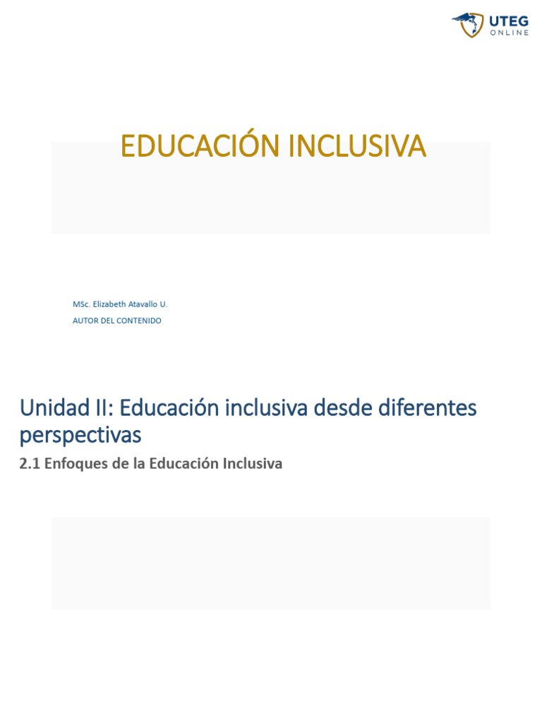 Enfoques de la Educación Inclusiva | PDF | Inclusión (Educación ...