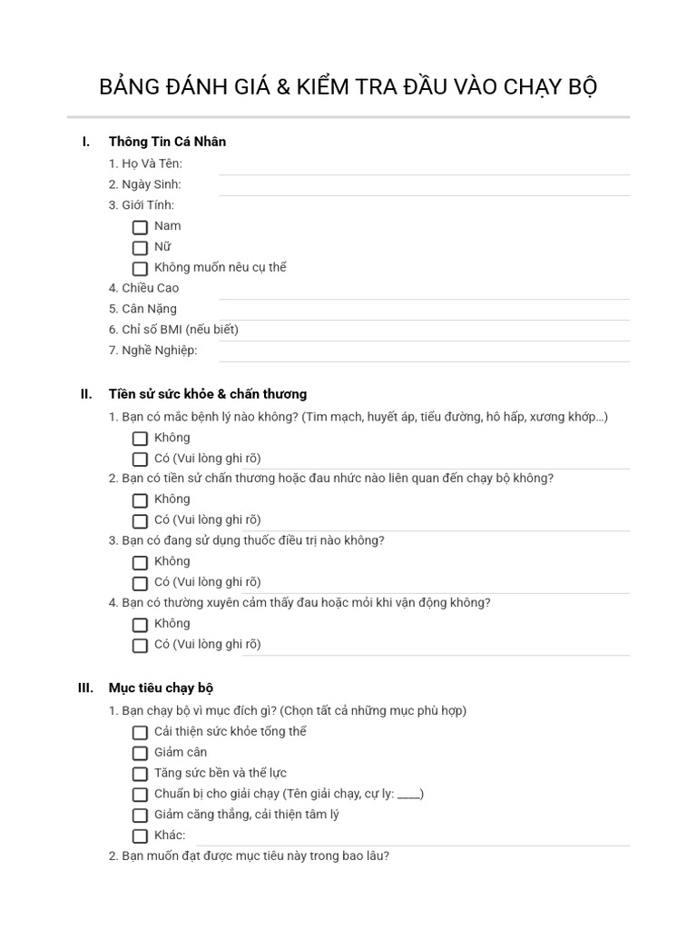 Running Assessment - To Do | PDF