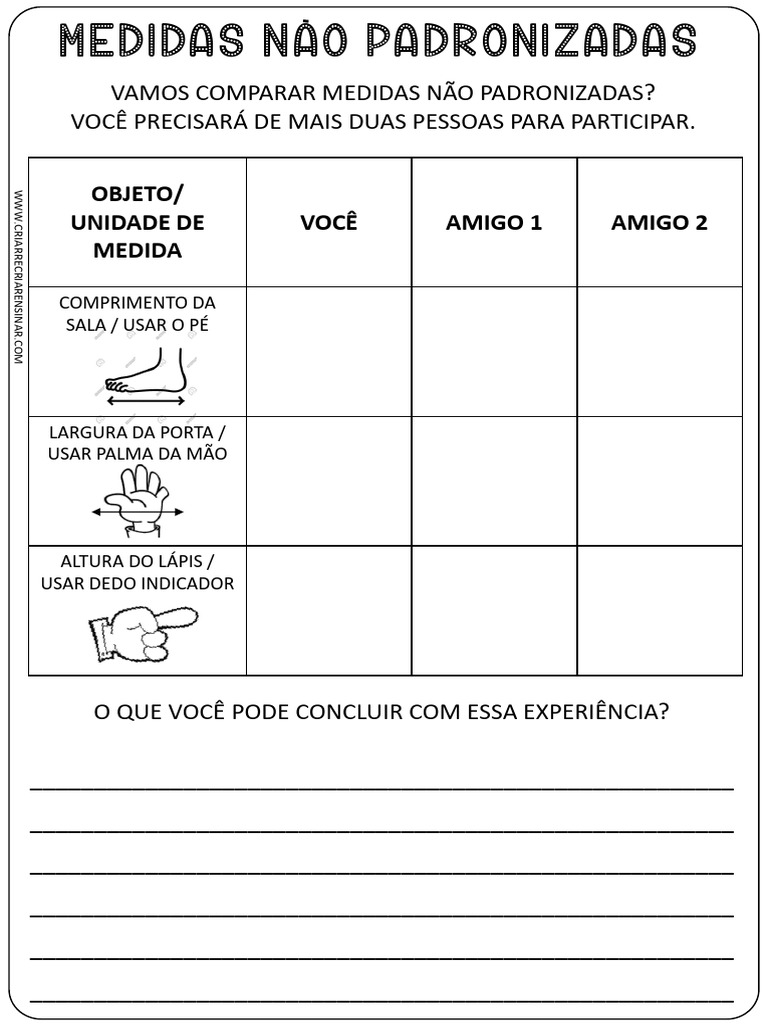 Matemática - Atividade Sobre Medidas | PDF | Quilograma | Metro