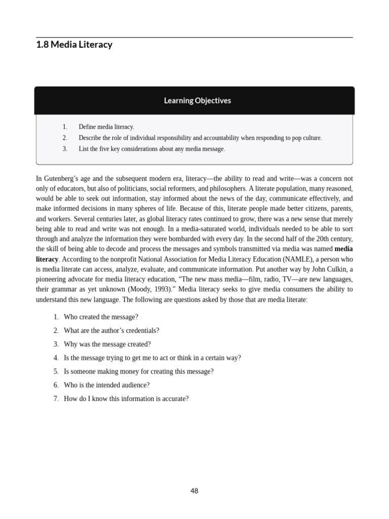 Understanding Media Literacy Essentials | PDF | Literacy | Information
