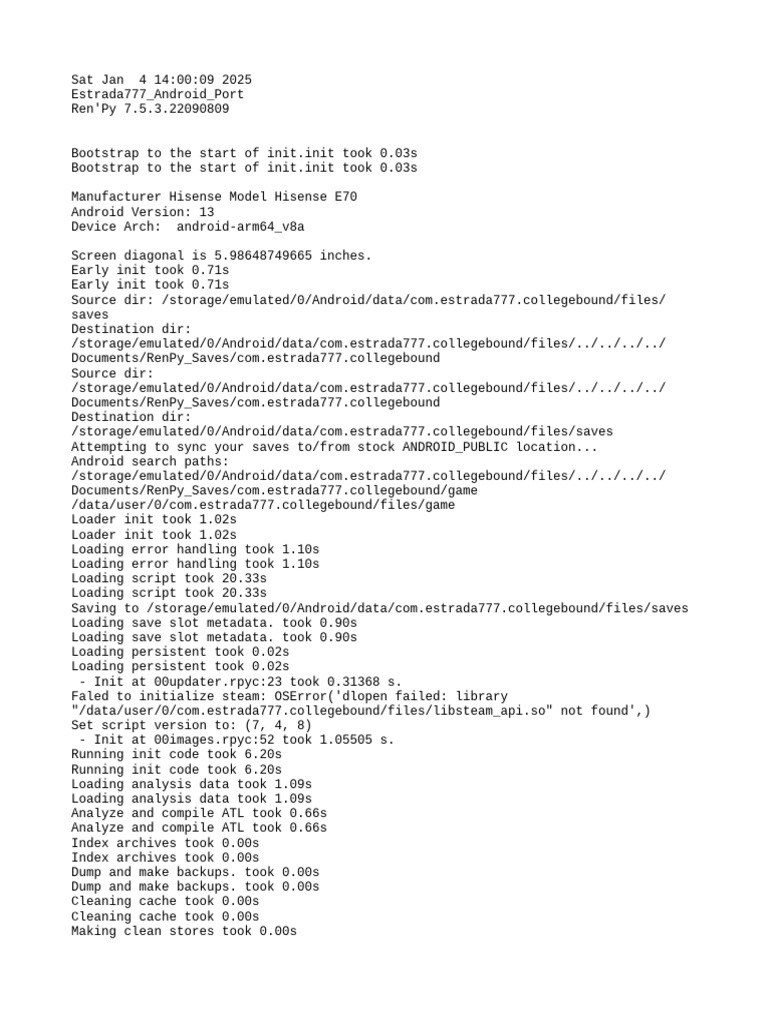 Ren'Py 7.5.3 Android Log Analysis | PDF | Booting | Operating System ...