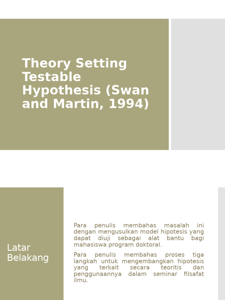 2. Theory Setting Testable Hypothesis (Swan and Martin) | PDF