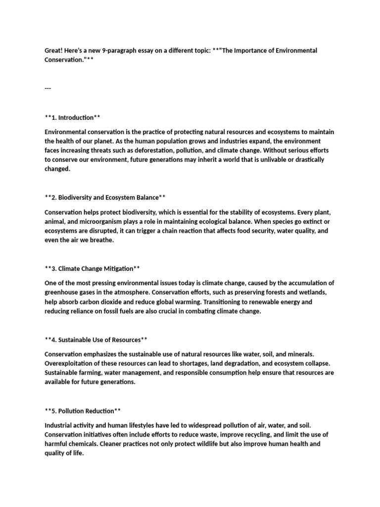 The Importance of Environmental Conservation. | PDF | Conservation ...