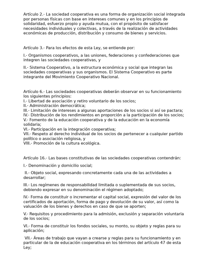 Estructura y Principios de Sociedades Cooperativas | PDF | Cooperativa ...