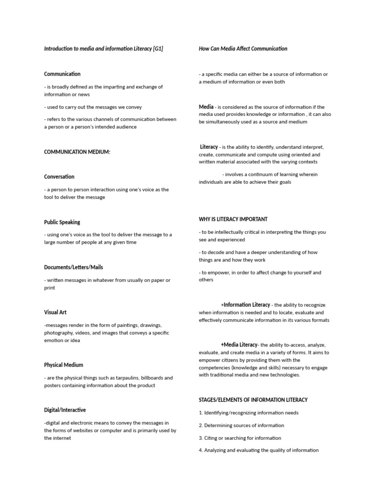 Introduction To Media and Information Literacy | PDF | Mass Media ...