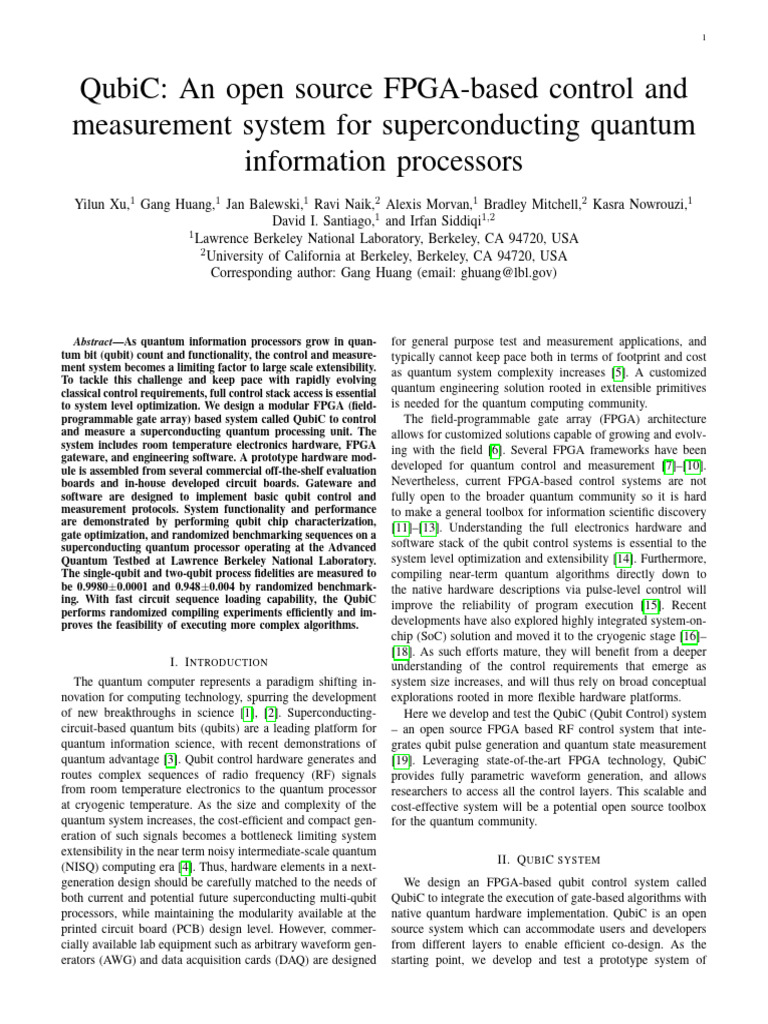 FPGA-Based Qubit Control System QubiC | PDF | Quantum Computing ...