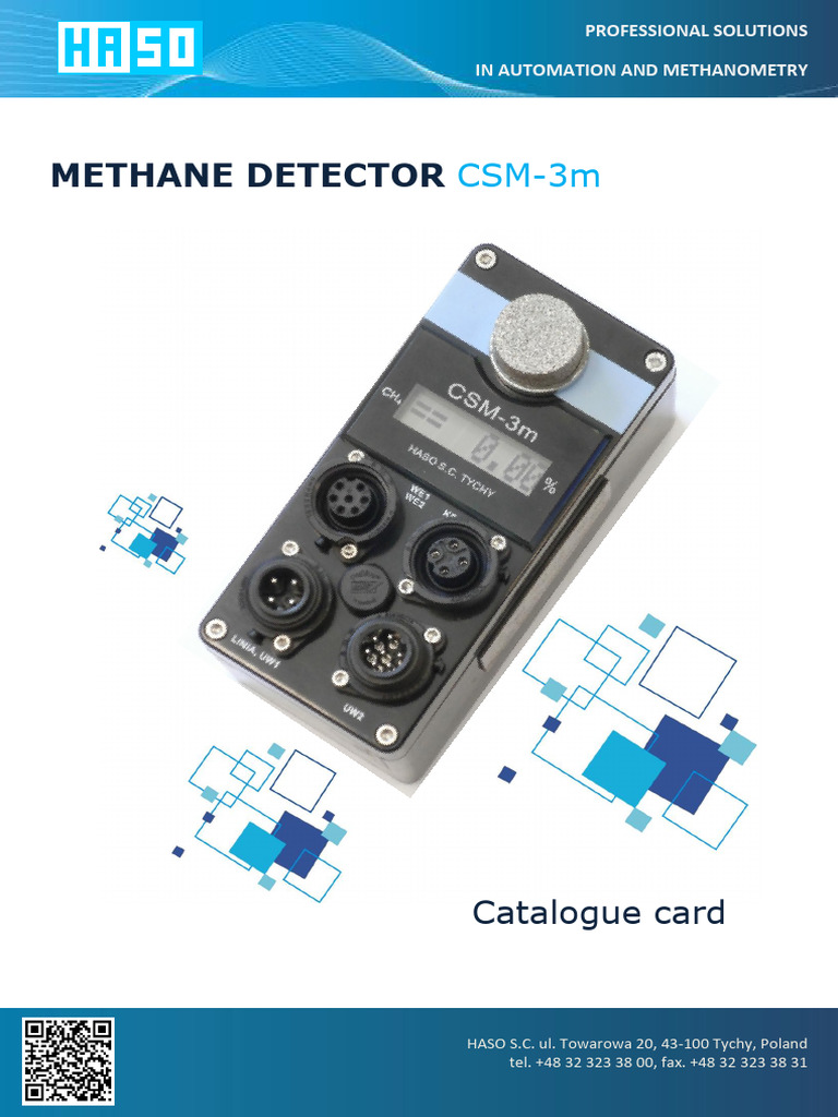 Methane Detector CSM-3m Specifications | PDF | Sensor | Methane
