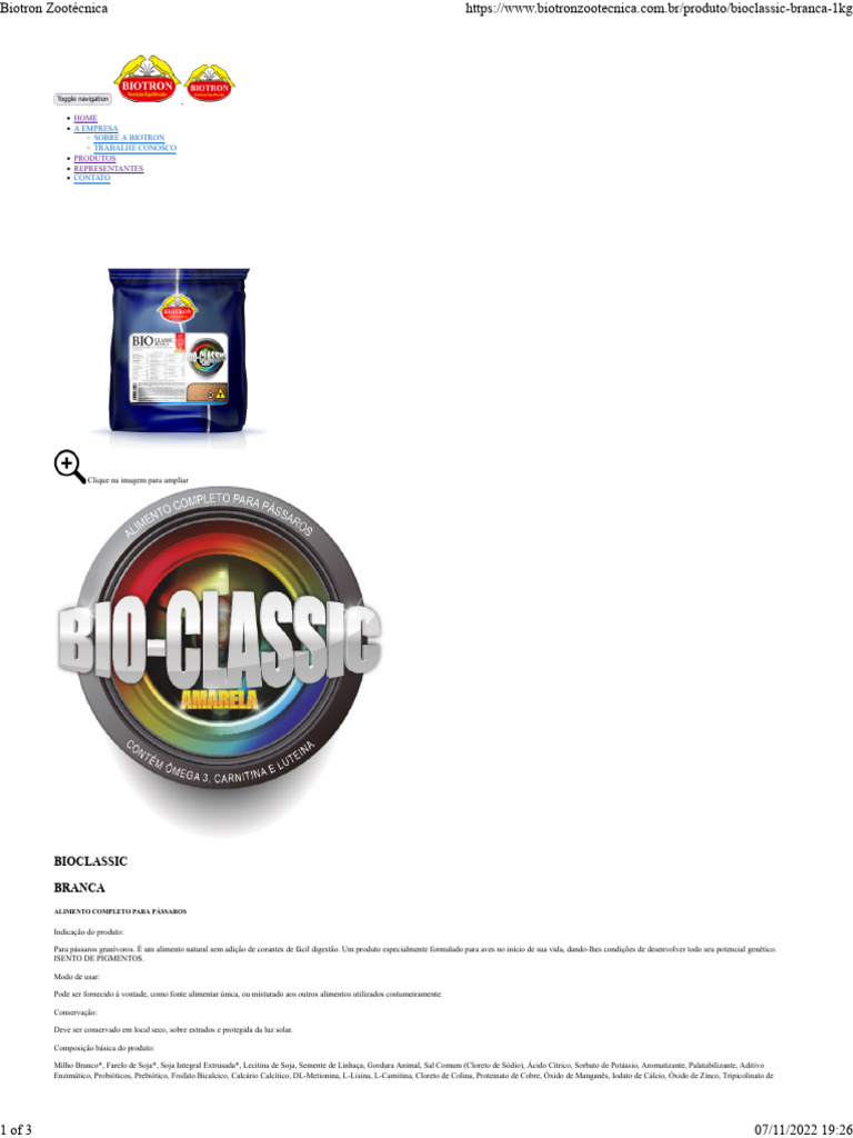 Extrusada - Bio Classic Branca | PDF | Vitamina | Soja