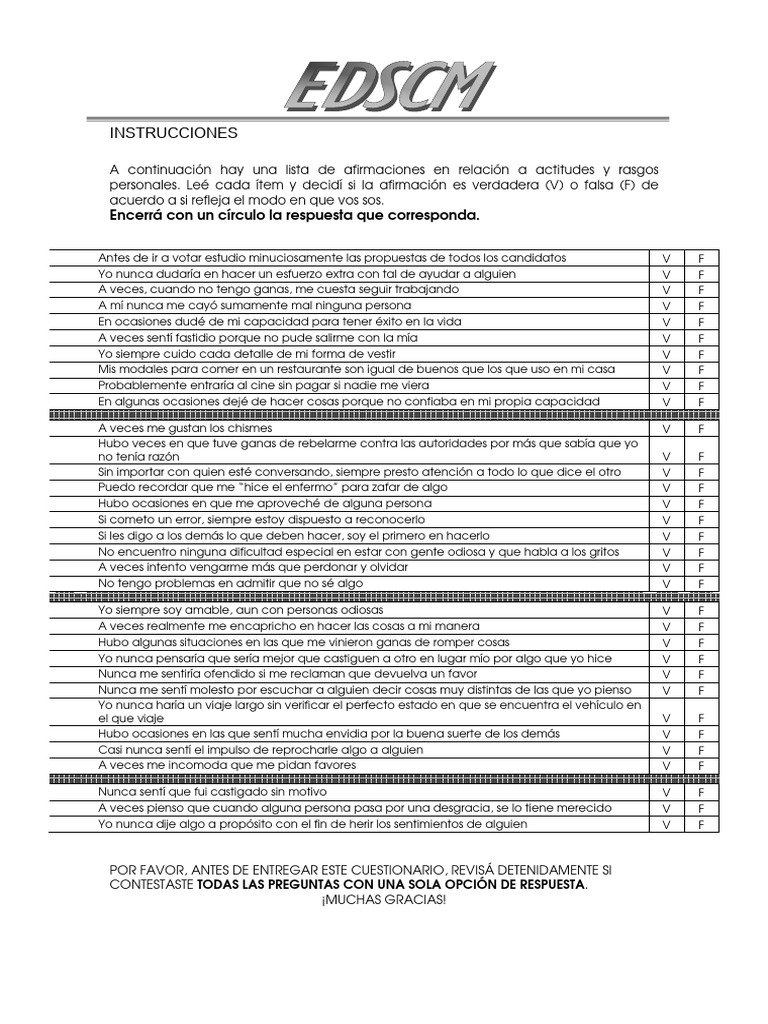 Cuestionario de Actitudes Personales | PDF