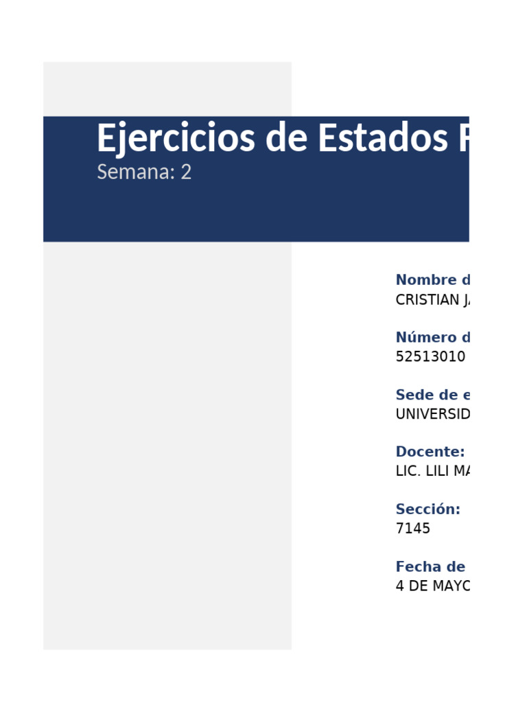 Ejercicios de Estados Financieros 2020 | PDF | Estado de resultados ...