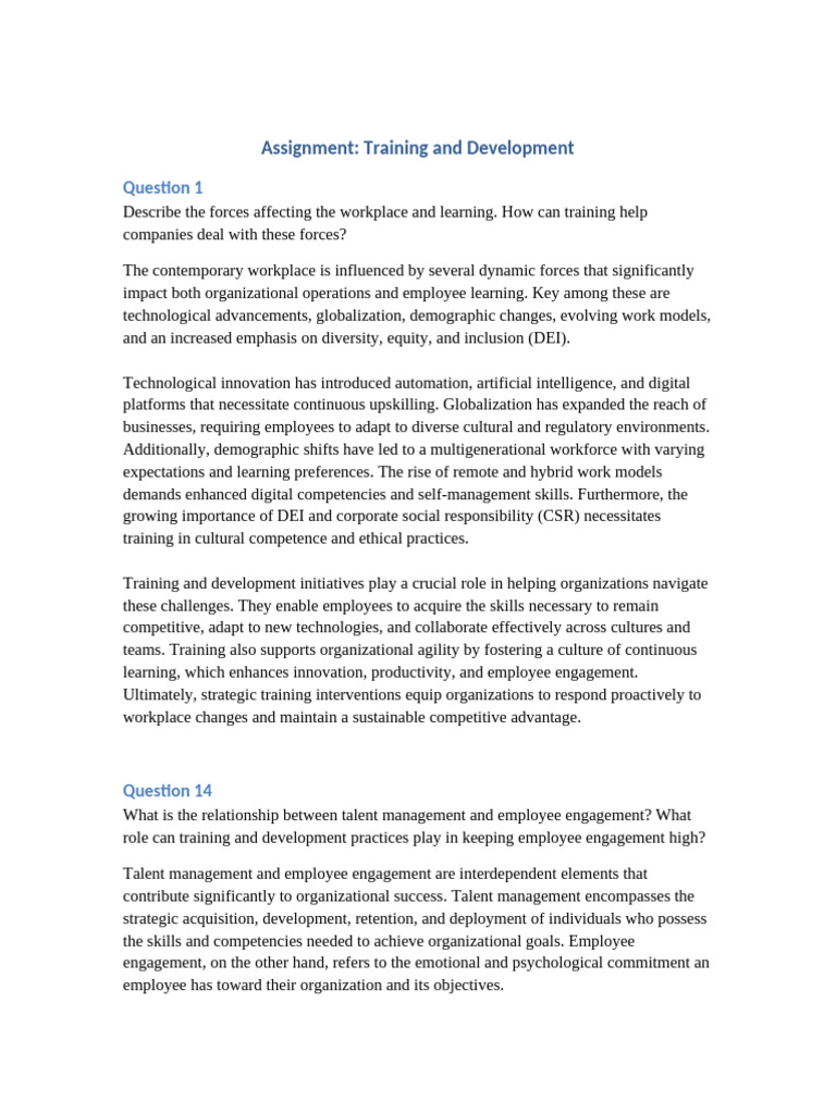 Training's Role in Workplace Dynamics | PDF | Employee Retention ...