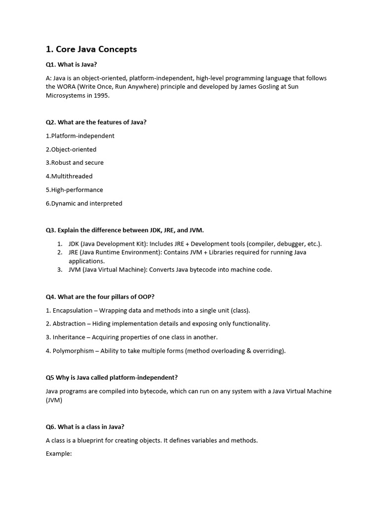 oral java question and answer_new | PDF | Programming | Constructor ... image.