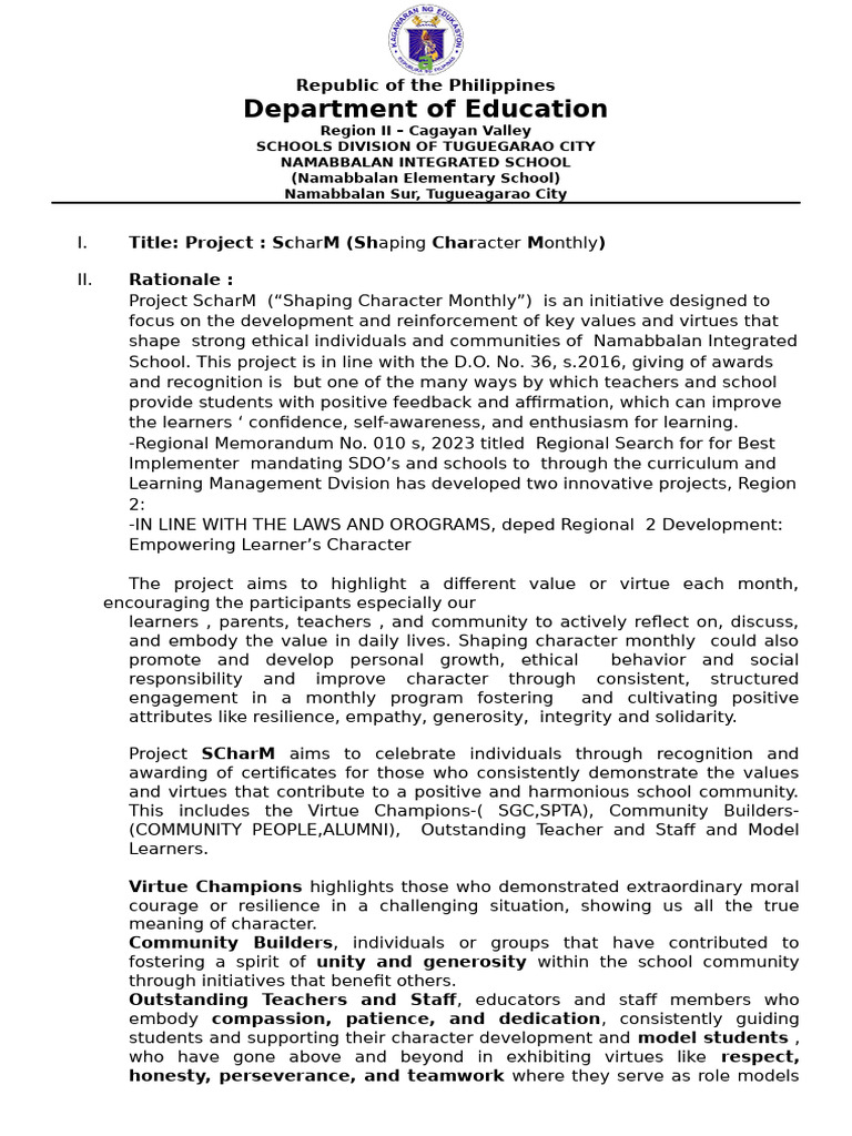 Project SCharM - RDELC 24 - 25 LATEST | PDF | Teachers | Psychological ...