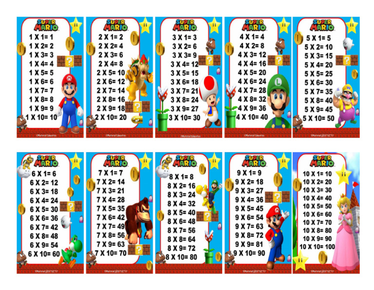 Tabla Multiplicación Mario | PDF