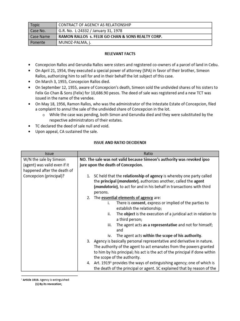Rallos vs. Felix Go Chan | PDF | Private Law | Common Law