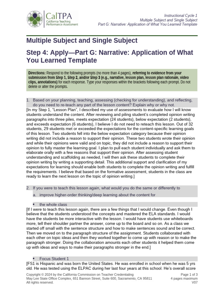 Application of Learning in Teaching Cycle | PDF | Lesson Plan | Comma