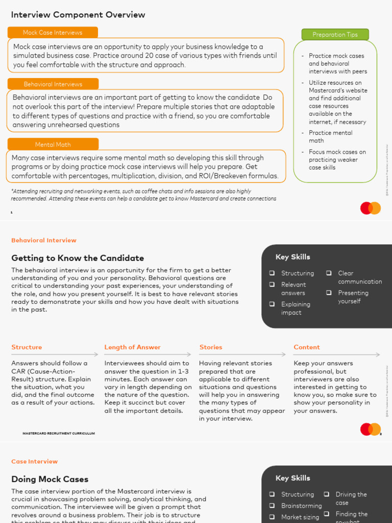 Mock Case Interviews Preparation Tips: Mastercard's Website | PDF ...
