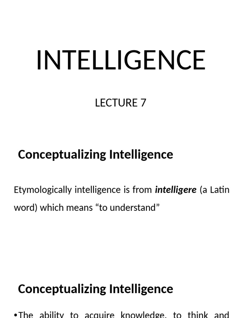Lecture 7 Intelligence - 101303 | PDF | Intelligence Quotient ...
