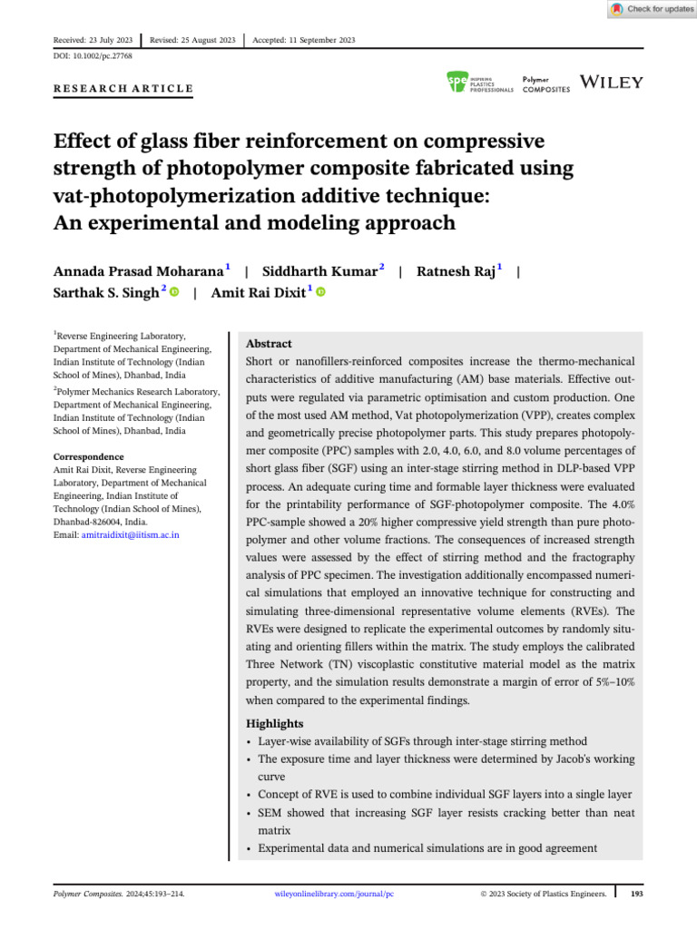 Polymer Composites - 2023 - Moharana - Effect of Glass Fiber ...