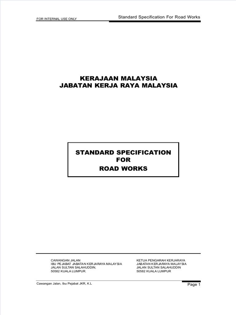 JKR Standard Specification for Road Works | PDF | Specification ...