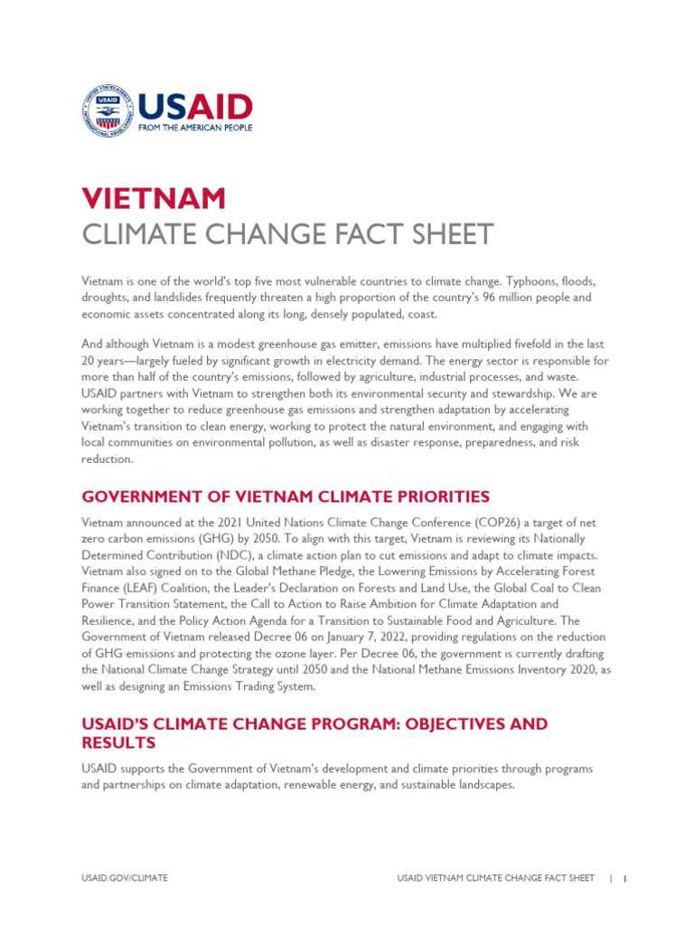 USAID Vietnam Climate Change Initiatives | PDF | Climate Change ...