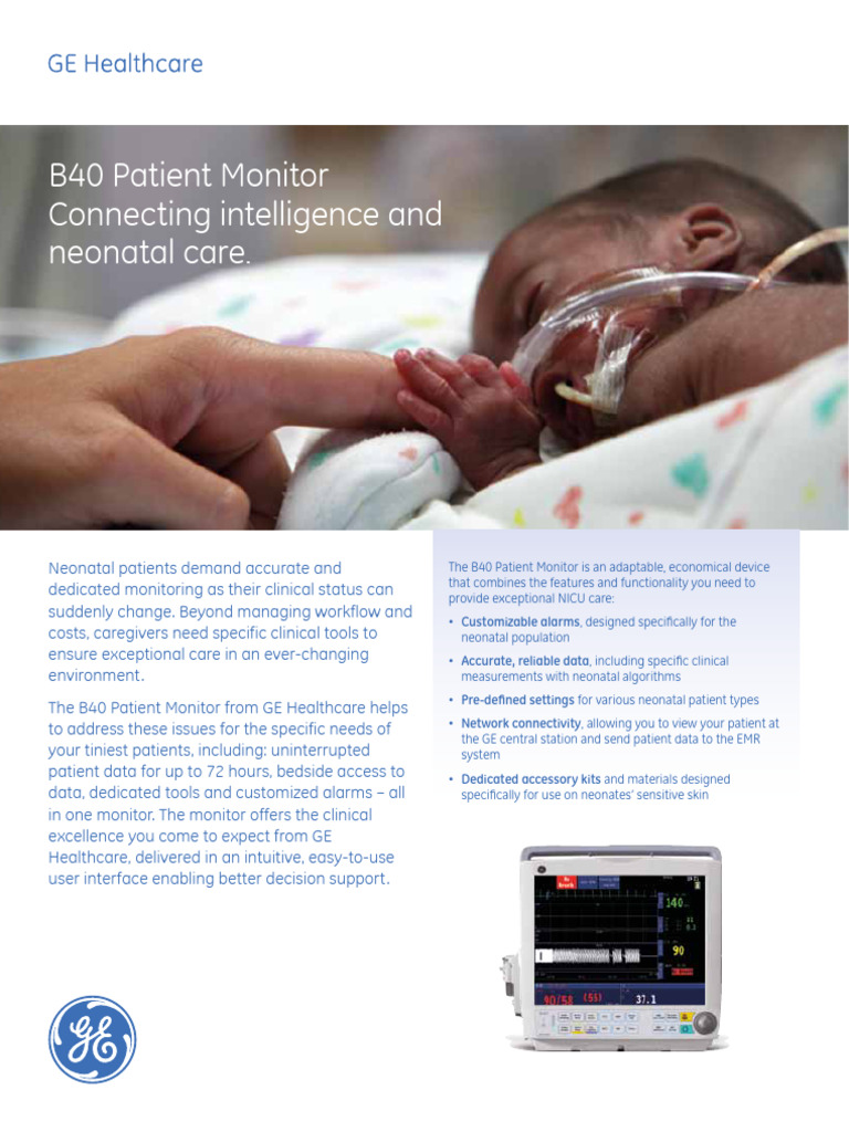B40 NICU PatientMonitor Sellsheet | PDF | Neonatal Intensive Care Unit ...