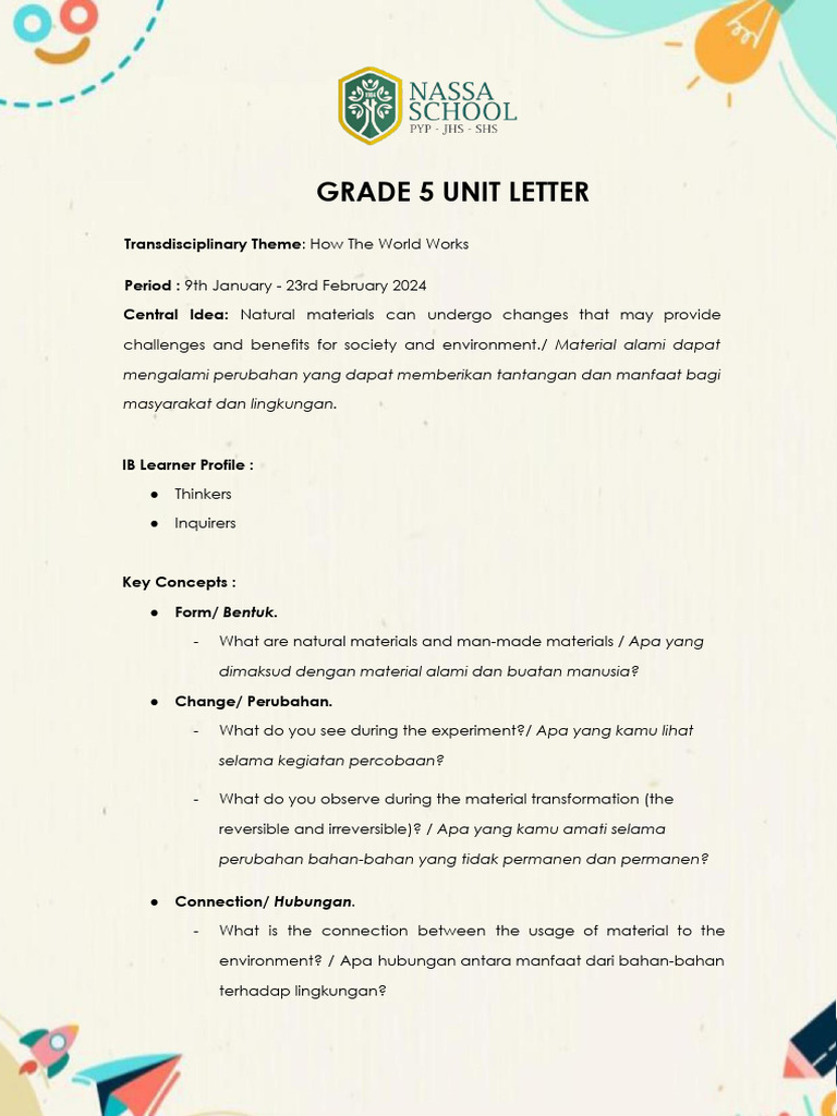 Unit Letter Unit 4 Grade 5 | PDF