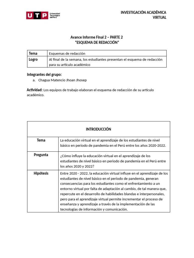 Informe Final | PDF | Aprendizaje | Educación a distancia
