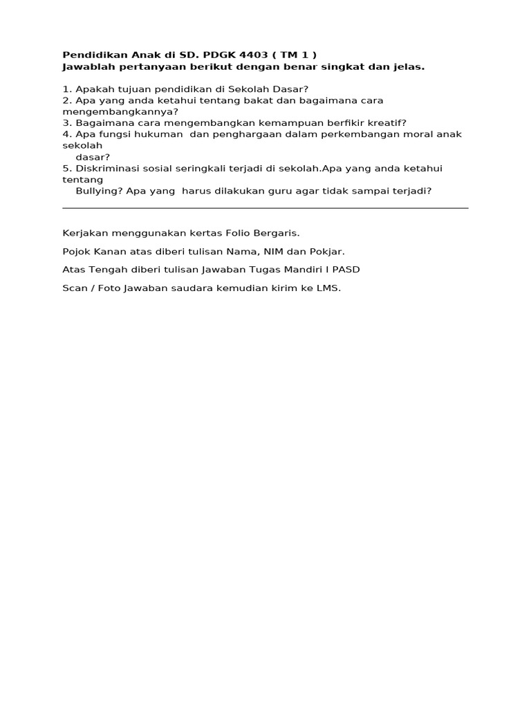 TM 1 Pendidikan Anak Di SD | PDF