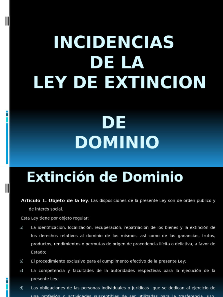 Ley de Extinción de Dominio: Incidencias y Definiciones | PDF | Mandato ...