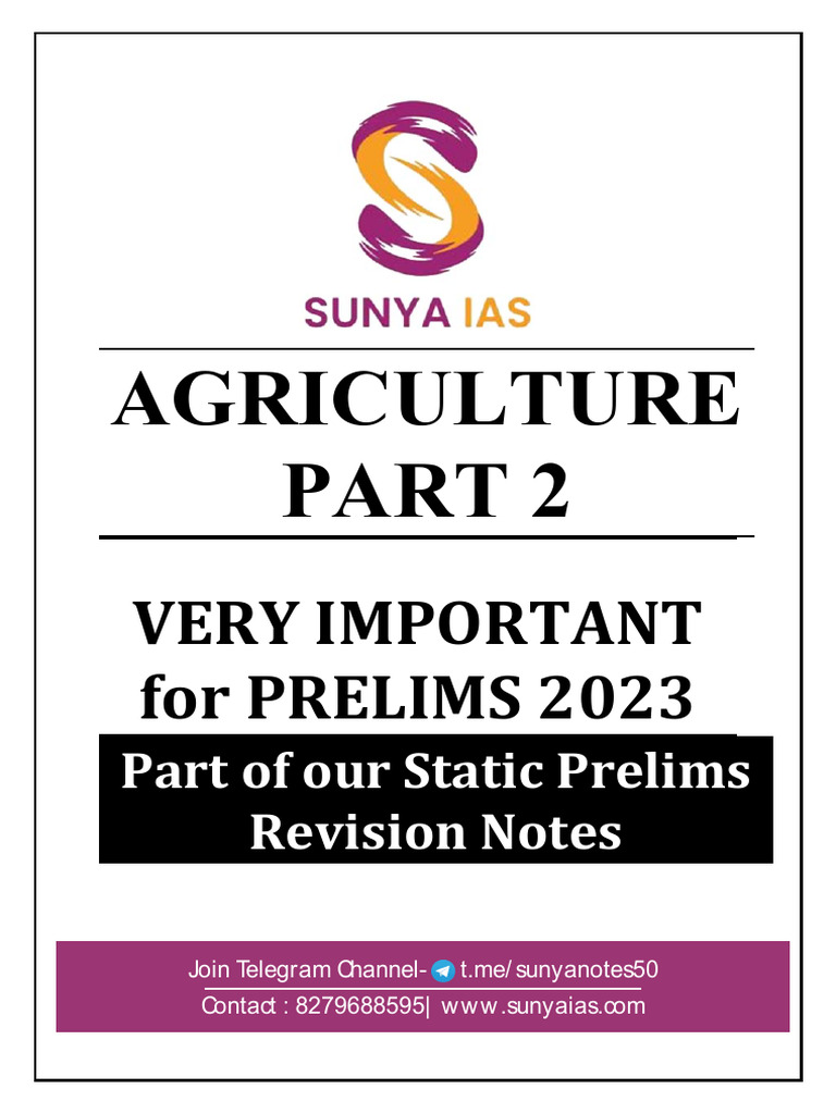 Agriculture Part 2 - Prelims 2023 - Sunya IAS - F | PDF | Agriculture ...