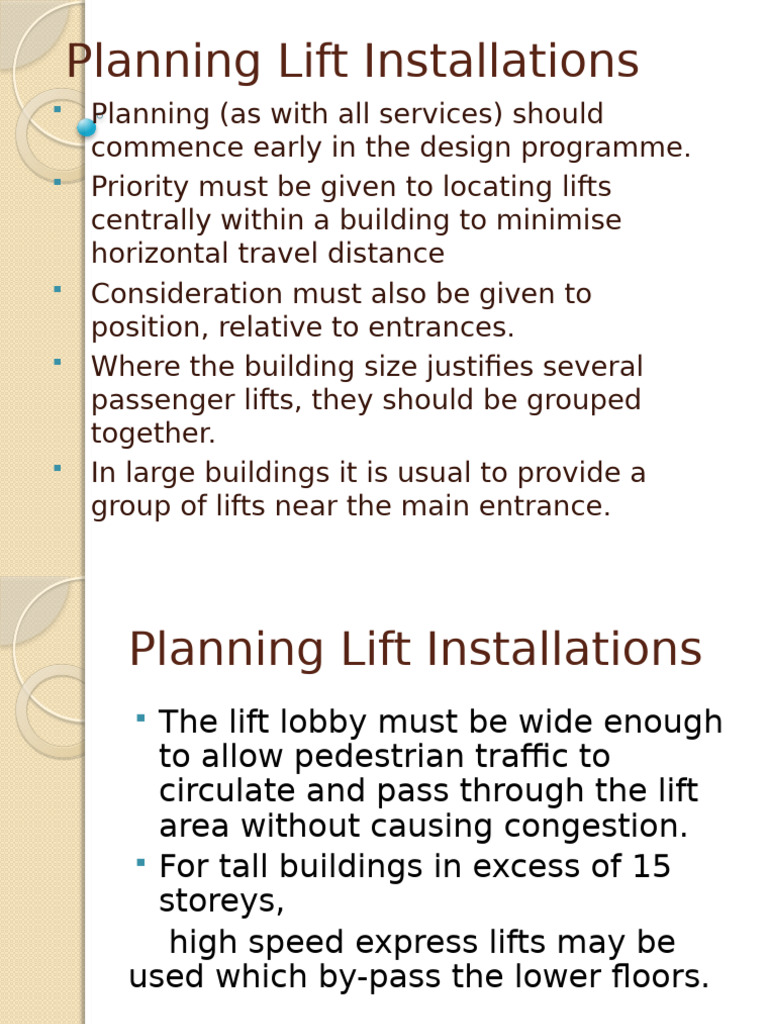Planning Lift Installations | PDF | Elevator | Escalator
