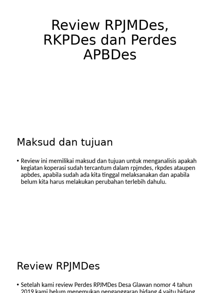 Review RPJMDes dan RKPDes Koperasi | PDF
