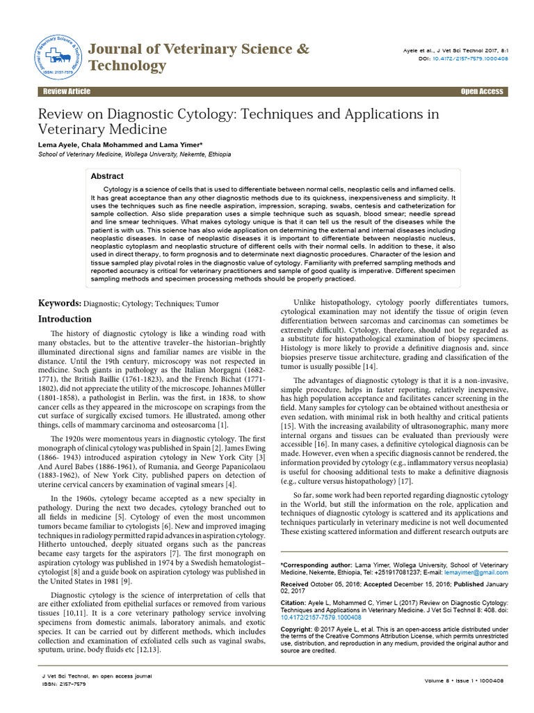 Review On Diagnostic Cytology Techniques | PDF | Cytopathology | Neoplasms