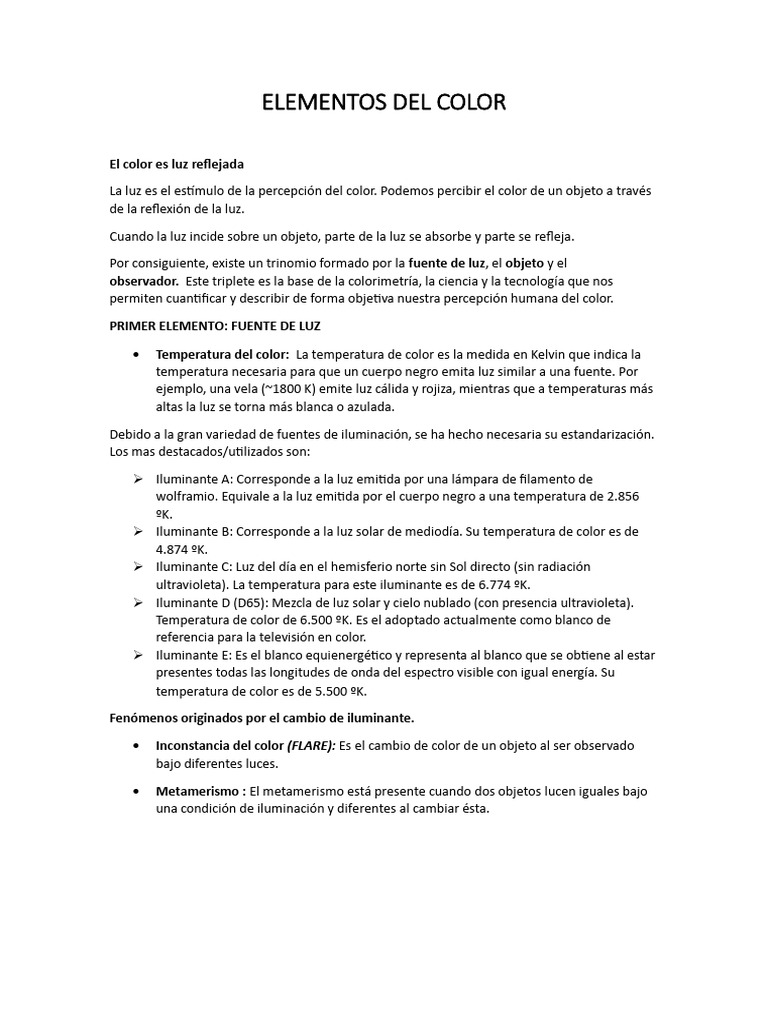 Elementos del Color y su Percepción | PDF