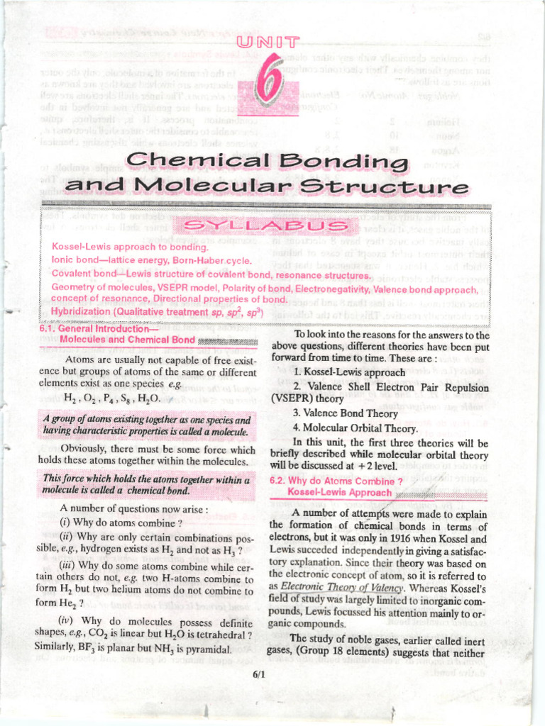 class 11 chemistry 5 | PDF | Chemical Bond | Ion