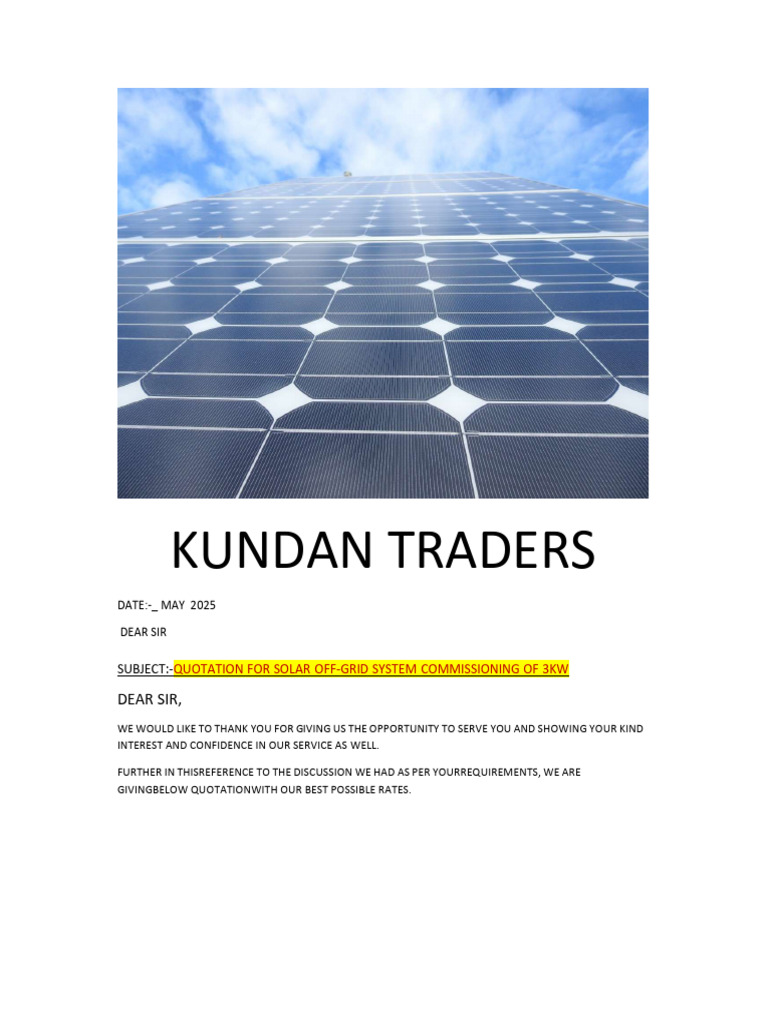 3KW Solar System Quotation Details | PDF | Solar Panel | Photovoltaics