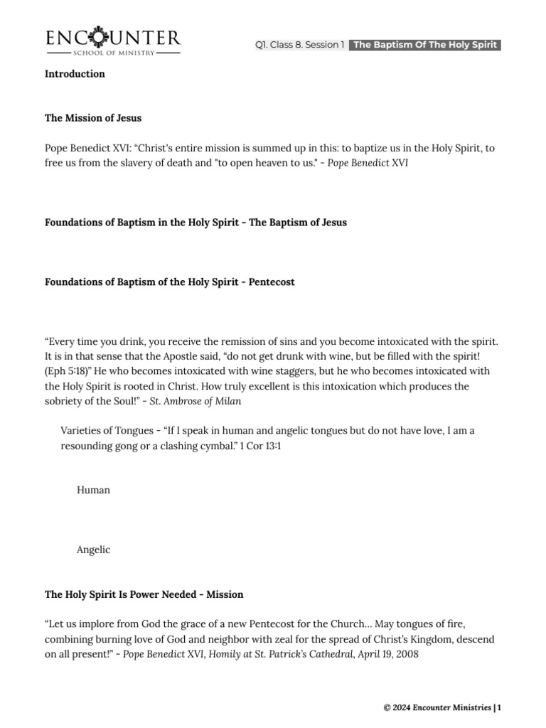 Baptism of the Holy Spirit Insights | PDF | Baptism With The Holy ...