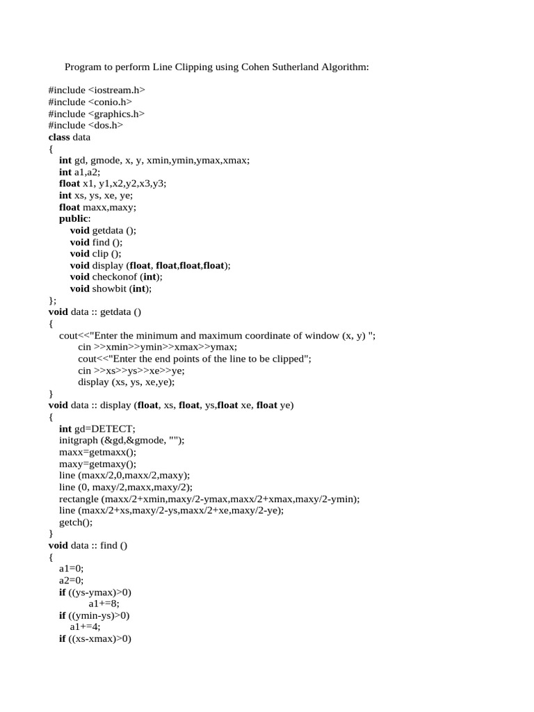 Line Clipping with Cohen-Sutherland | PDF | Algorithms And Data ...