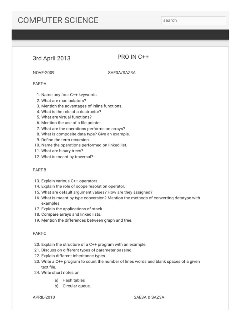 C++ Programming Concepts and Questions | PDF | C++ | Parameter ...