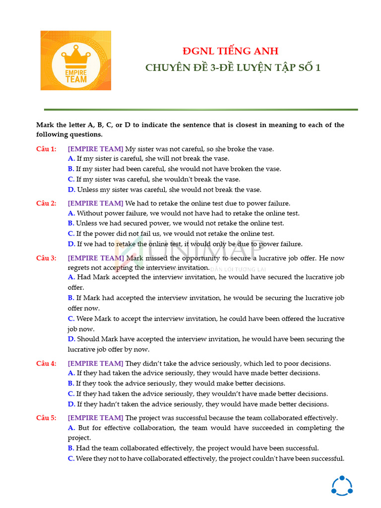 English Sentence Meaning Exercises | PDF