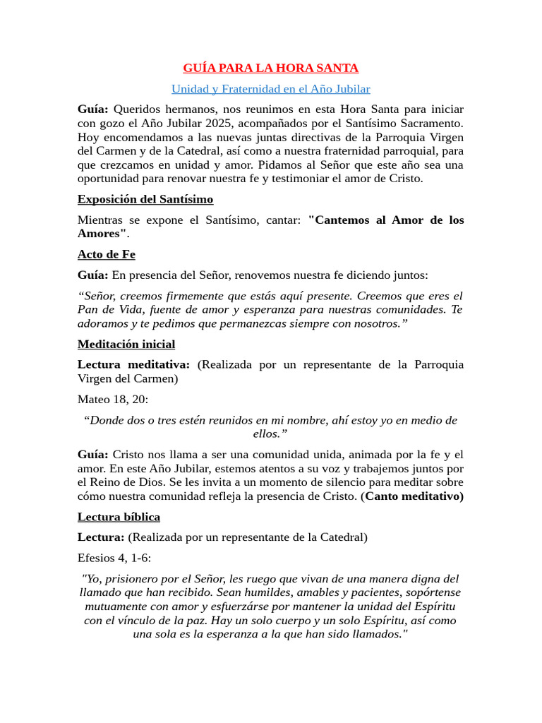 Guía para La Hora Santa | PDF | eucaristía | Cristo (título)