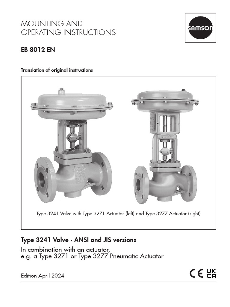 Type 3241 Valve Installation Guide | PDF | Valve | Personal Protective ...