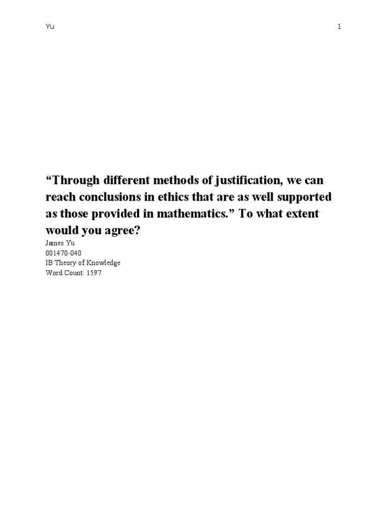 Ib Tok Essay Nov 2011 | PDF | Theory Of Justification | Logic
