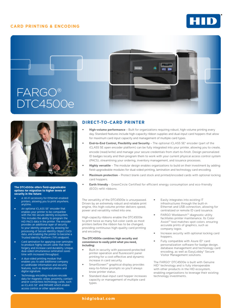 DTC4500e High-Volume Card Printer | PDF | Printer (Computing) | Computing