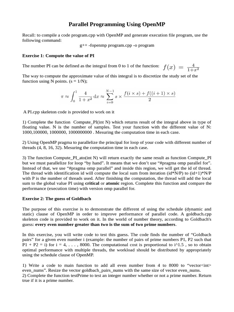 OpenMP Parallel Programming Exercises | PDF | Computer Science | Computing