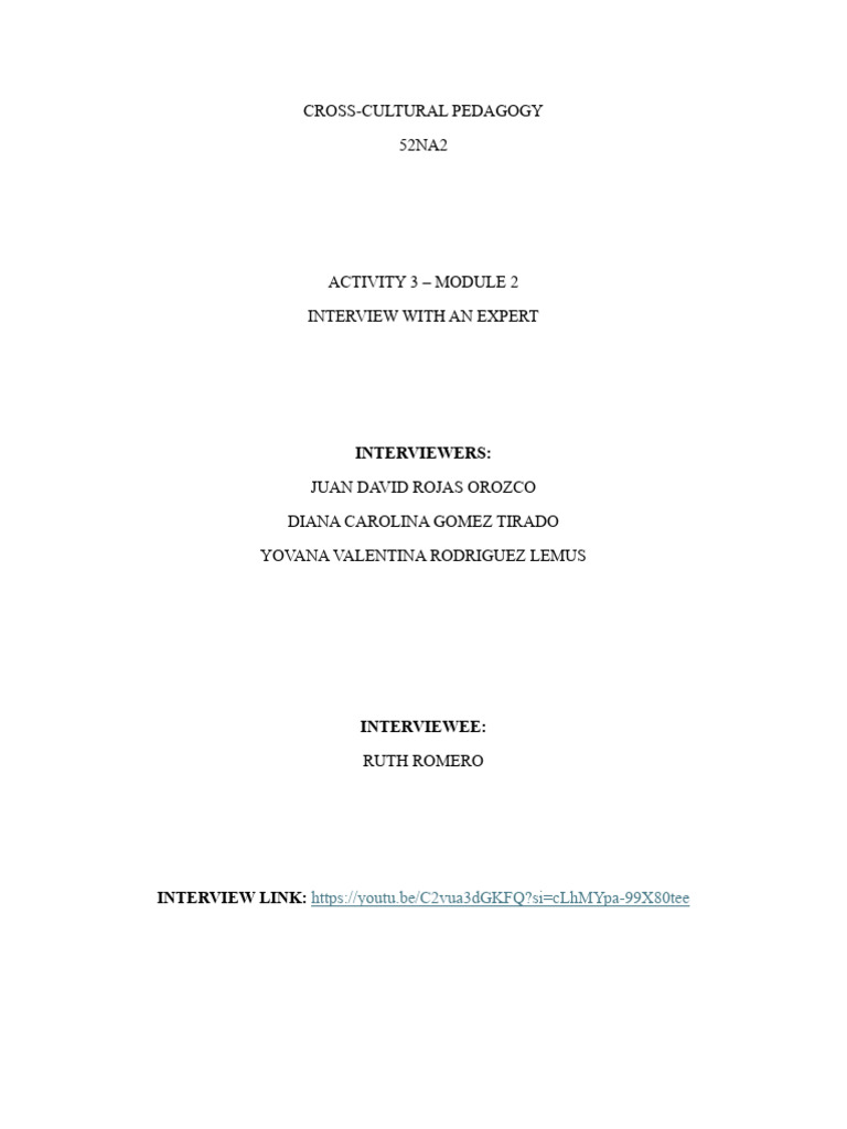 Activity 3 Module 2 Interview With An Expert Pdf