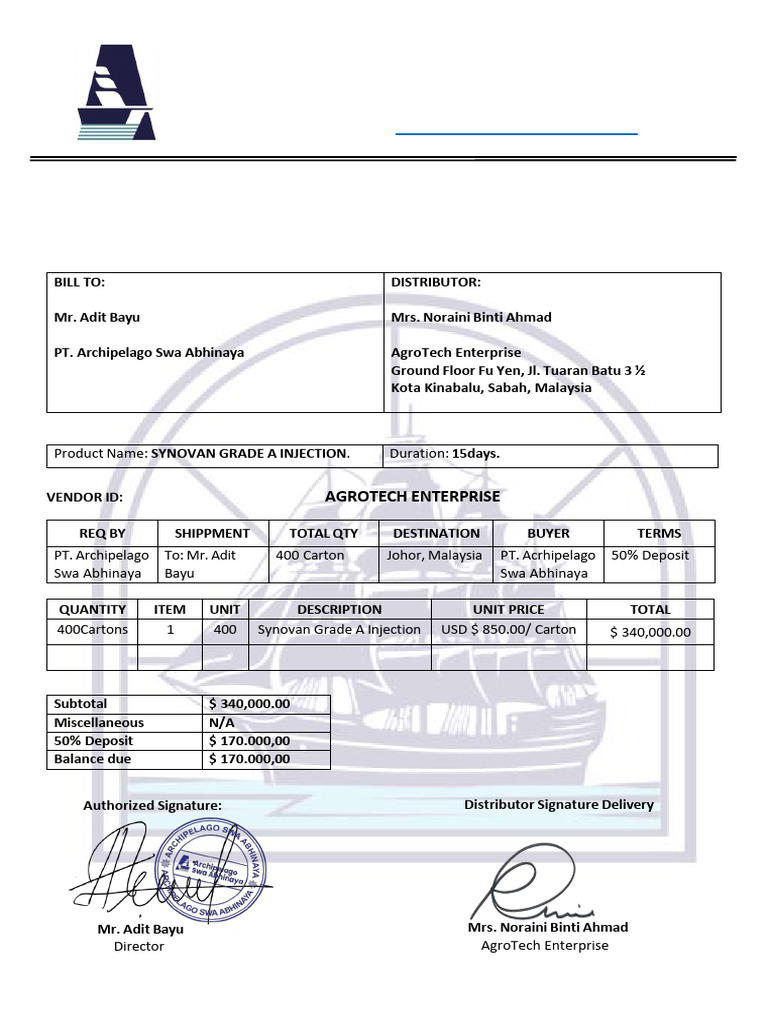 Synovan Grade A Injection Purchase Order | PDF | Indemnity | Partnership