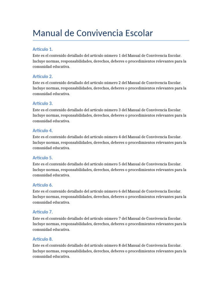 Normas del Manual de Convivencia Escolar | PDF