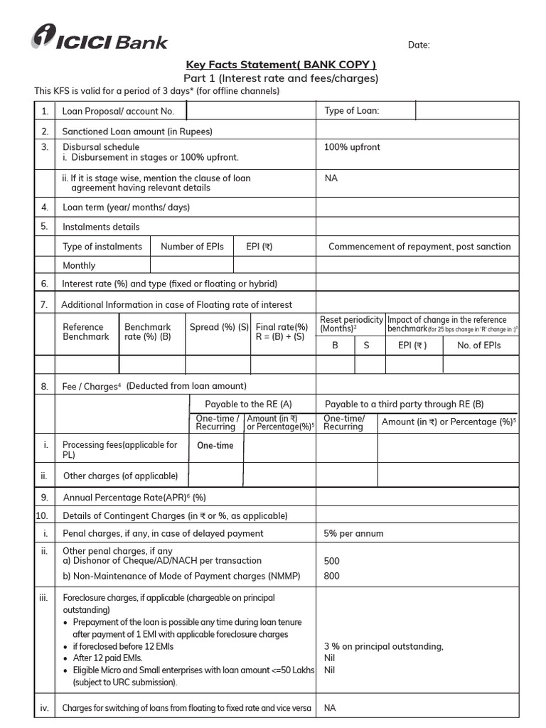 KFS For Loans and Advances (1) New Form | PDF | Annual Percentage Rate ...
